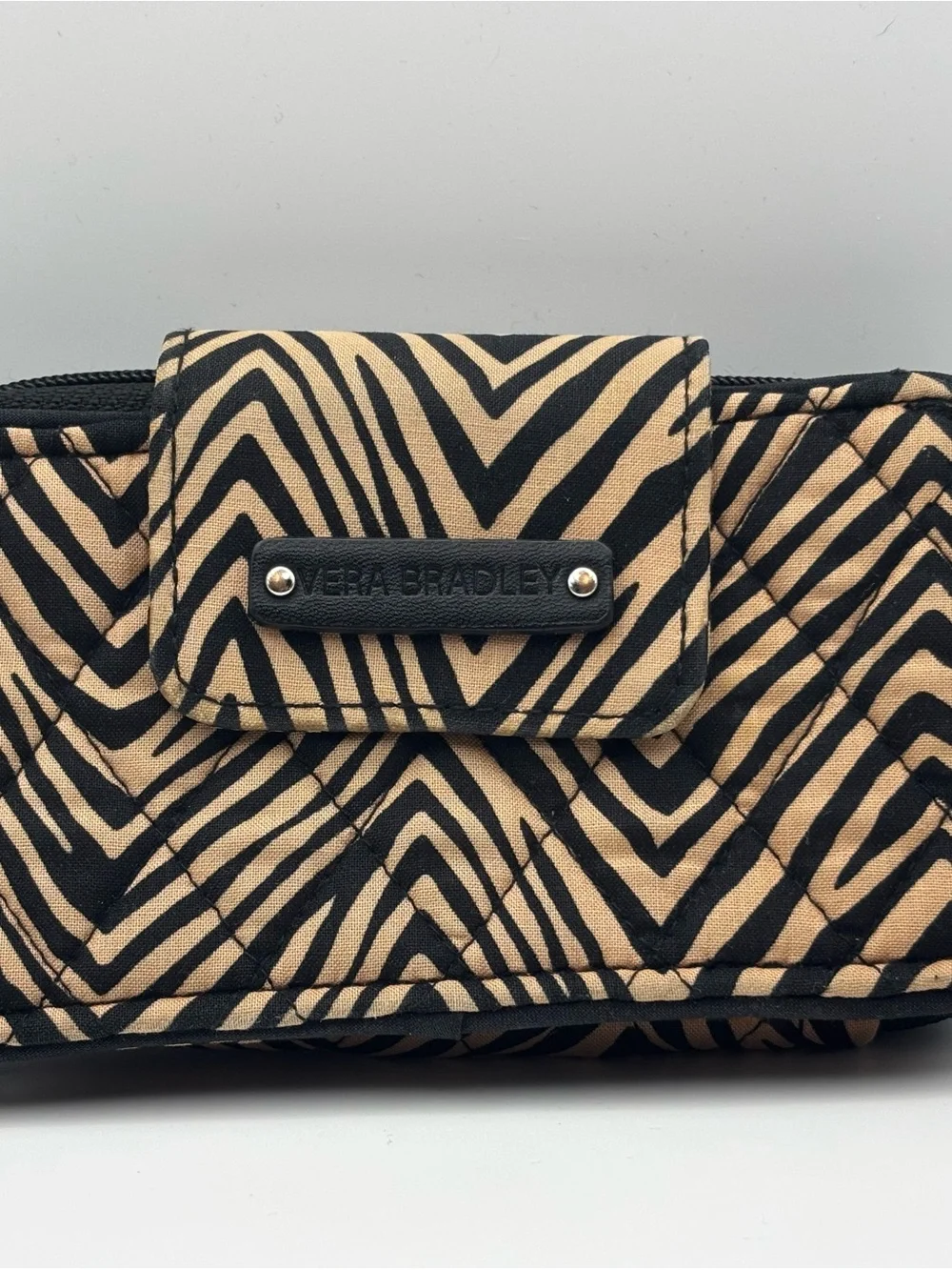 Vera Bradley Zebra-Print Quilted Smartphone Zip-Around Wallet - Black & Tan - Picture 2 of 6